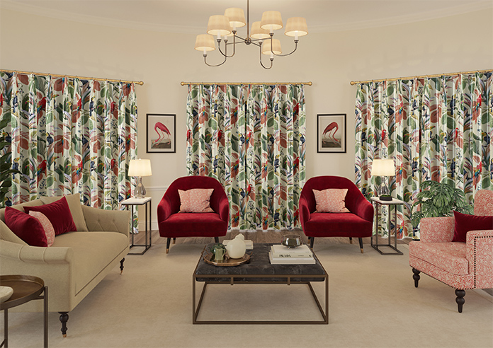 Parakeet Faux Silk, Pink Lotus - Made to Measure Curtain - Image 15